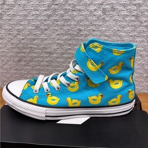 Converse Chuck Taylor All Star 1V High Sz 3 Youth Blue Rubber Ducky Pattern